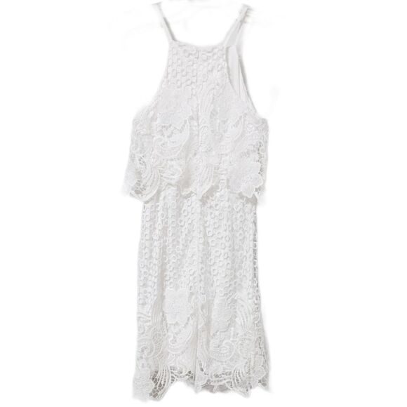 BB Dakota Bryn Lace Halter Mini Dress White Lined - Picture 2 of 10